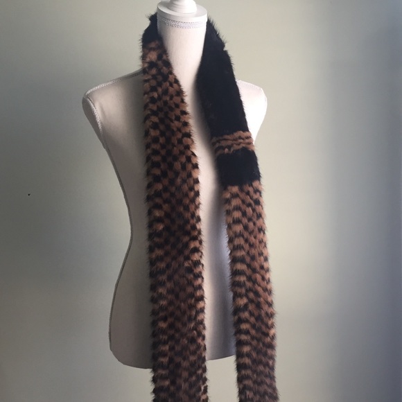 NWOT Custom Mink Hand Sewn Patchwork Scarf - Picture 8 of 8